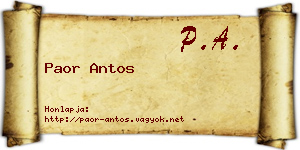 Paor Antos névjegykártya